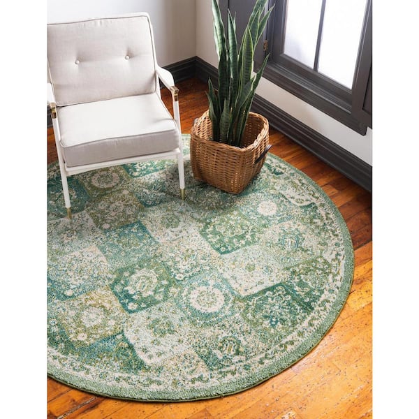 Penrose Blake Green 3 ft. 3 in. x 3 ft. 3 in. Round Rug