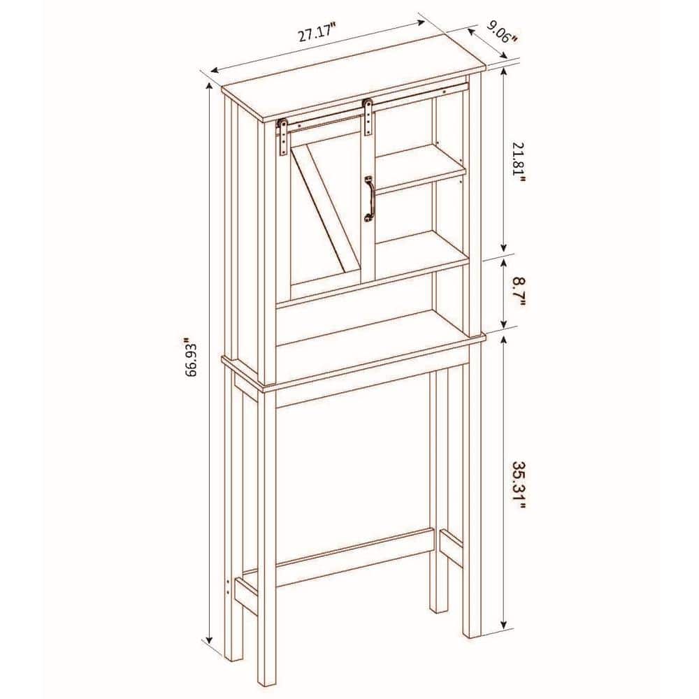 White MDF Over-the-Toilet Space Saver Cabinet with Adjustable Shelving