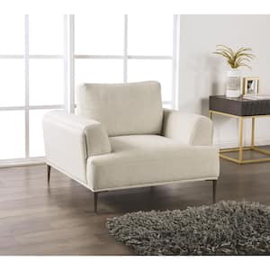 Orlandi Beige Chenille Arm Chair With Extendable Backrest