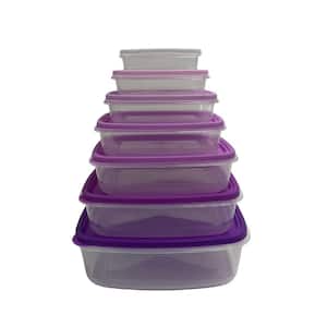Gradient Purple 14-Piece Nested Rectangular Plastic Plastic Food Storage Container Set
