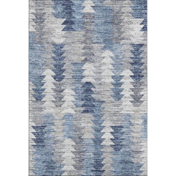 Mayfield Premium Machine Washable Indoor/Outdoor Geometric AMF632 Blue 2 ft. 6 in. x 3 ft. 10 in. Area Rug
