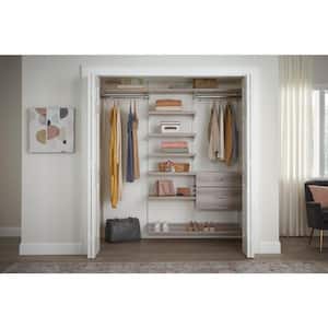 Genevieve 6 ft. Gray Adjustable Closet Organizer Double Long Hanging Rod with Shoe Rack, 6 Shelves, and 2 Drawers