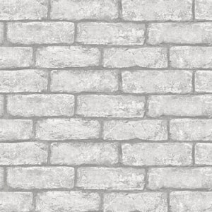 Cambridge Brick Grey Peel and Stick Wallpaper Sample