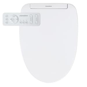 Electric Smart Bidet Seat for Elongated Toilets with Remote Control in White