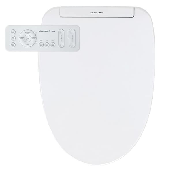 Casta Diva Electric Smart Bidet Seat for Elongated Toilets with Remote Control in White