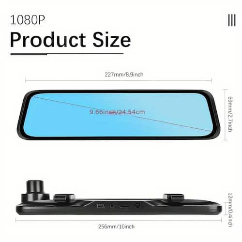 Full HD Mirror Dashcam with Rear Camera, Loop Recording and G-Sensor Home