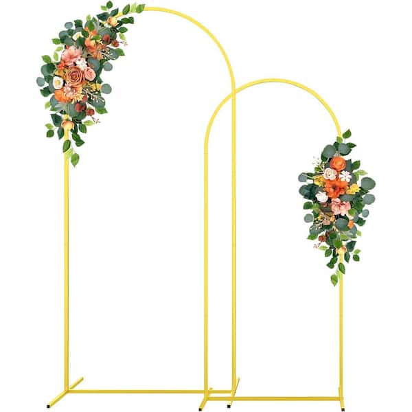 FAWEY TRED INC Arbor Set of 2 Metal 7.2 ft. and 6 ft. Floral Curved Frame Gold