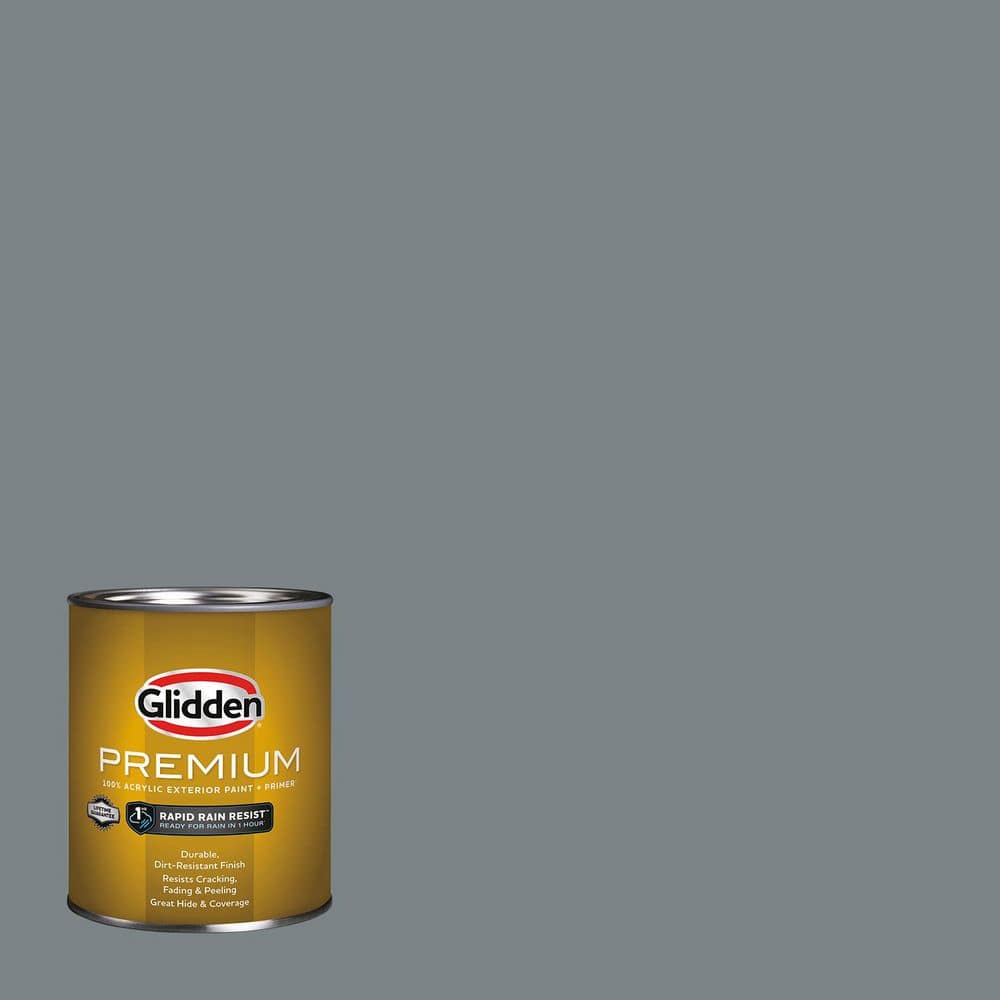 Glidden Premium 1 qt. Garrison Gray PPG1039-5 Satin Exterior Latex