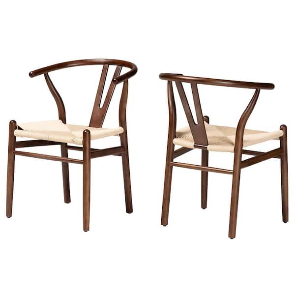 Baxton Studio Paxton Beige and Dark Brown Dining Chair (Set of 2)
