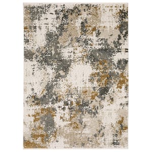 Haven Beige/Gray 8 ft. x 11 ft. Abstract Transcendent Polyester Fringed Indoor Area Rug