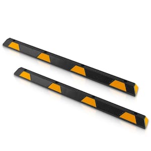 Vehicle and Truck Parking Tire Stops, Heavy-Duty Rubber Tire Blocks (Extra-Wide Style) (Pair)