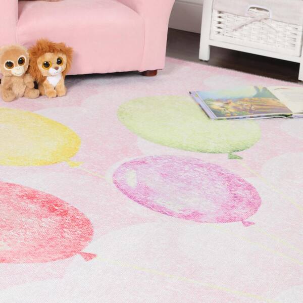RUGGABLE Verena Washable Rug - Perfect Washable Area Rug for Kids Room,  Nursery - Stain & Water Resistant, Non-Slip, Pet & Child Friendly Playroom  Rugs - Soft Pink 5'x7' (Cushioned Pad) 