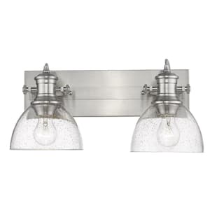 Hines 2-Light Pewter with Seeded Glass Bath Vanity Light