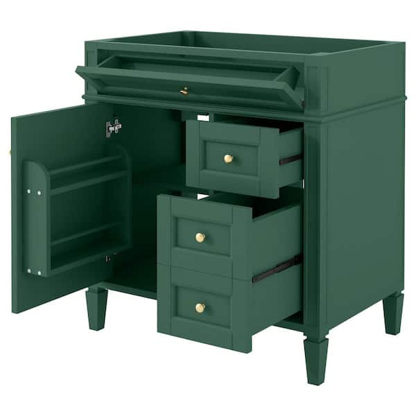 30 in. Modern Bath Vanity Cabinet without Top in Green with 2 Drawers and a Tip-out Drawer
