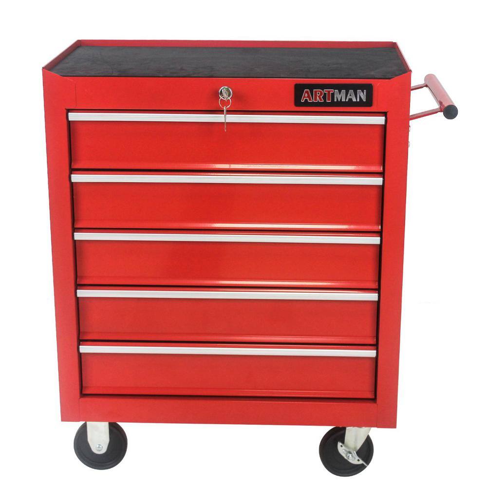 5-Tier Metal 4-Wheeled Multi-Functional Cart in Red with Handle price history on PriceWatchPro