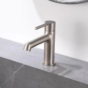 Single Handle Single Hole Bathroom Faucet with Spot Resistant in Brushed Nickel