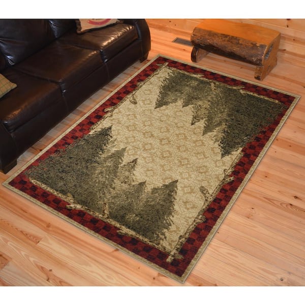 American Destination Antique Forest Antique Rustic Multi-Color 5 ft. x 8 ft. Area Rug