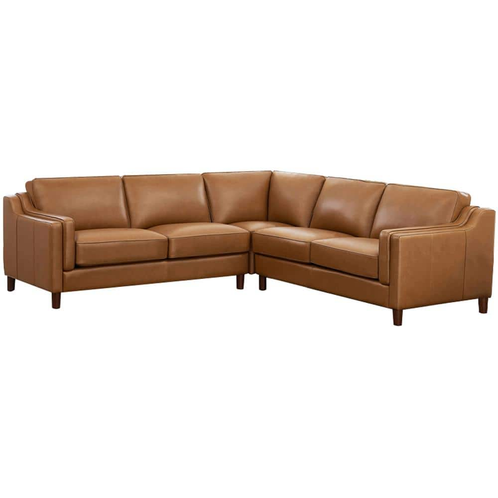 Cognac sectional online leather