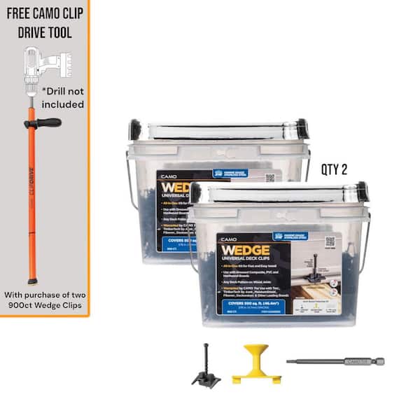 CAMO Wedgeclip and ClipDrive Decking Tool Stainless Steel Hidden Deck Fastener Clip Bundle (1800-Count/1000 sq. ft.)