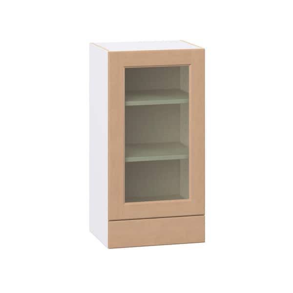 J COLLECTION Lakewood 18 in. W x 14.75 in.D x 35 in.H Shaker Assembled Glass Door Specialty Wall Cabinet w/ 2-Drawers in Sugar Cookie