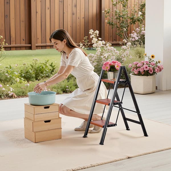 3 Step Ladder, 6.79 H Folding Step Stool with Wide Anti-Slip Pedal Handgrip, Lightweight 330 lbs. 2025 Update