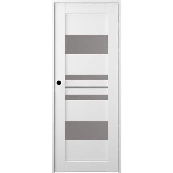 Belldinni 28 in.x 80 in. Romi Bianco Noble Right-Hand Solid Core 5-Lite Frosted Glass Wood Composite Single Prehung Interior Door