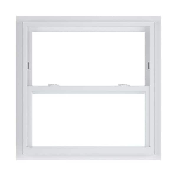 American Craftsman 36 in. x 36 in. 70 Series White Single Hung Low-E Argon SC Glass Vinyl Fin with J Window, Screen Incl