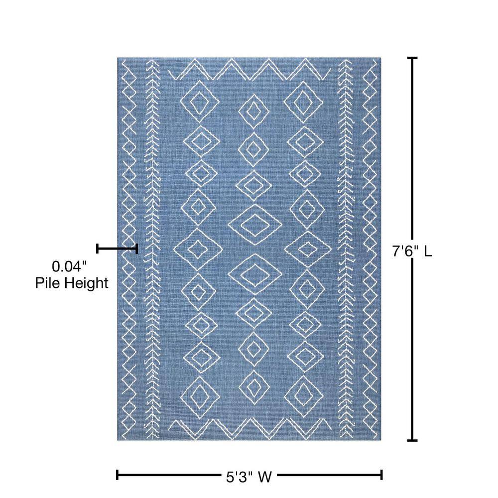 Blue Geometric Moroccan Indoor/Outdoor Area Rug