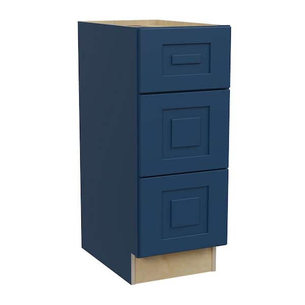 Home Decorators Collection Grayson 12 in. W x 21 in. D x 34.5 in. H Assembled Plywood Drawer Base Bath Cabinet in Mythic Blue with Soft Close