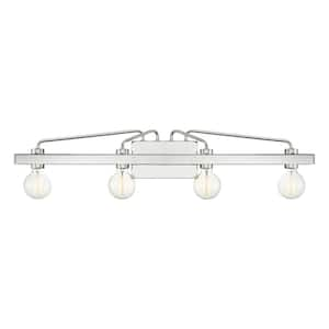 Ravella 33.25 in. 4-Light Polished Nickel Industrial Vanity