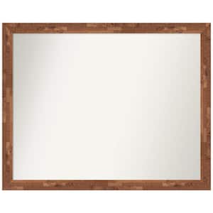 Fresco Light Pecan 30.5 in. x 24.5 in. Non-Beveled Farmhouse Rectangle Wood Framed Wall Mirror in Brown
