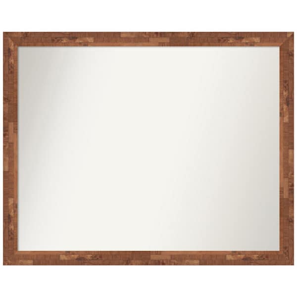 Amanti Art Fresco Light Pecan 30.5 in. x 24.5 in. Non-Beveled Farmhouse Rectangle Wood Framed Wall Mirror in Brown