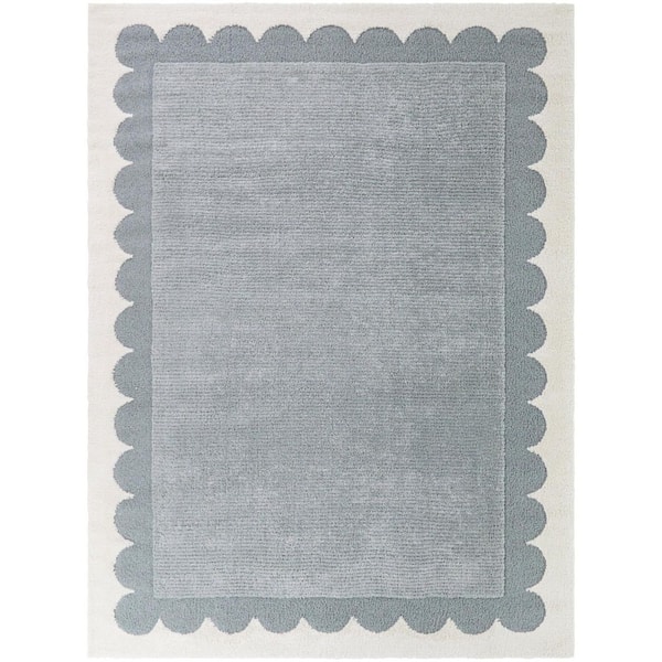 Shelford Cream 3 ft. 11 in. x 5 ft. 7 in. Kids Scallop Border Area Rug