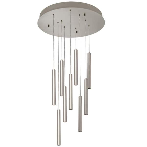 Eli Integrated LED Satin Nickel Shaded Pendant with Satin Nickel Steel Shade