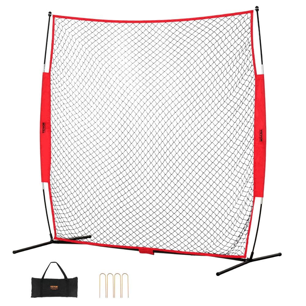 VEVOR Barricade Backstop Net 7 x 7 ft. Ball Sports Barrier Netting Portable Practice Equipment