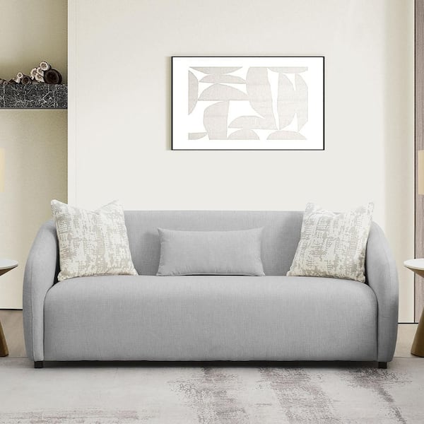 Etienne 84 in. Slope Arm Linen Rectangle Sofa in. Gray