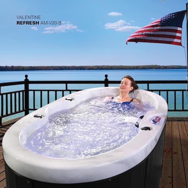 American Spas 2-Person 20-Jet Valentine Spa with LED Waterfall Handrail