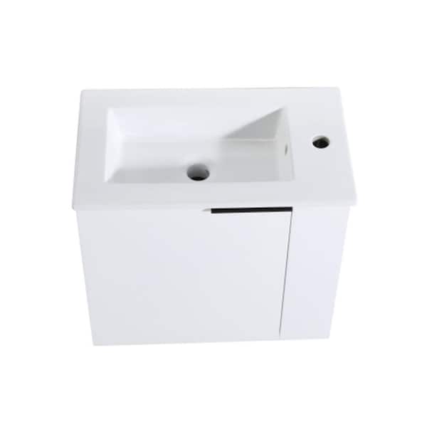 Unbranded 13 in.W x 22 in.D x 19.7 in.H Bath Vanity in White with White Ceramic Top