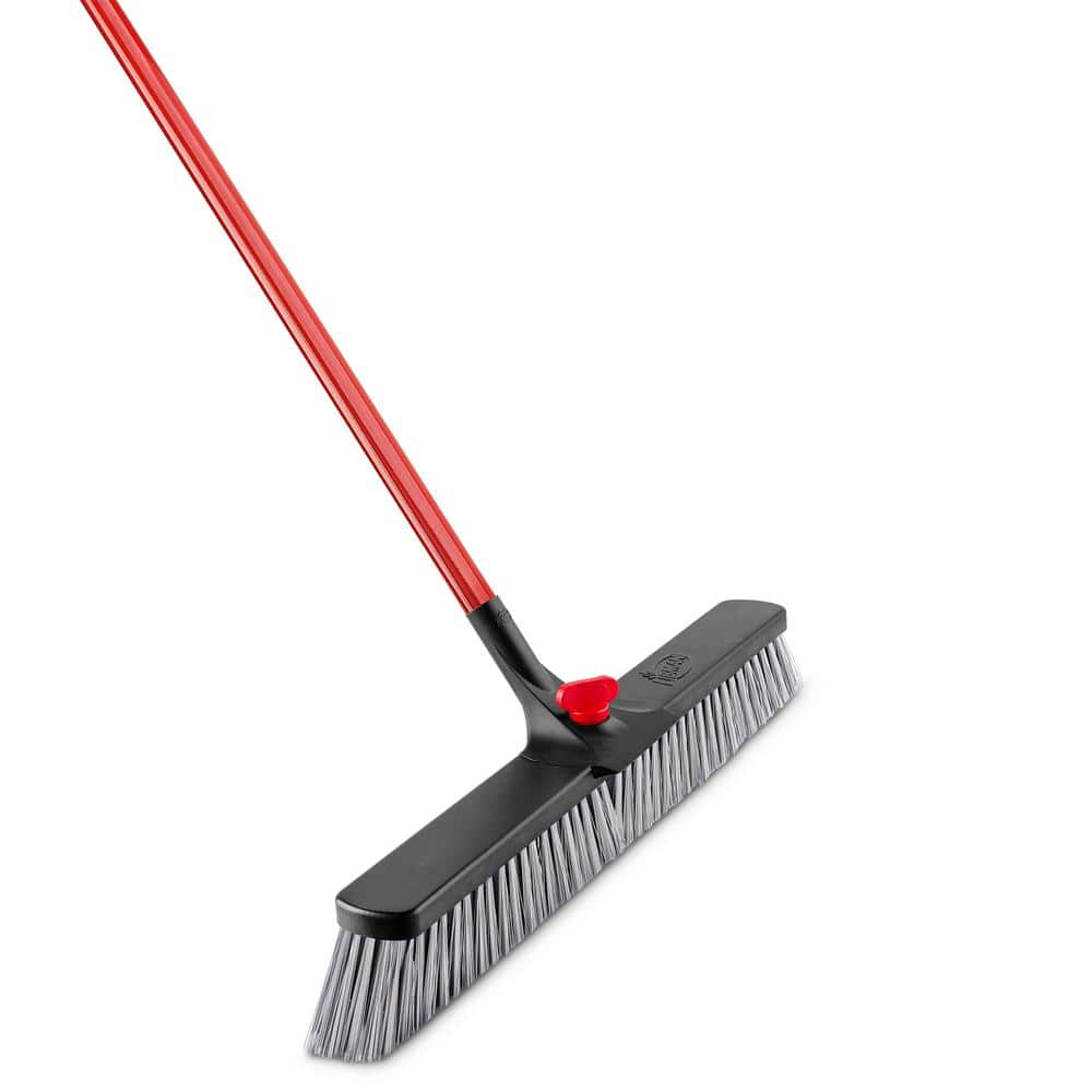 Outdoor Stiff-Bristle Poly Push Broom, 24, Red, Each