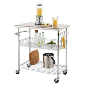 EcoStorage Chrome Color 34 in. Stainless Steel Kitchen Cart