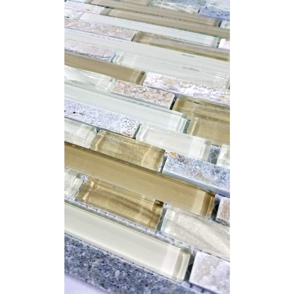 New Era Beige and Glass Linear Mosaic Wall Tile