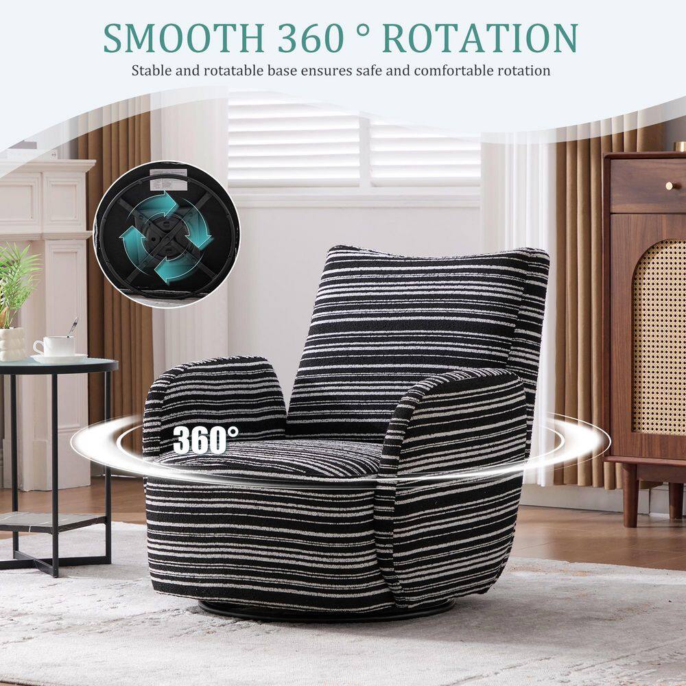 31 in. Black Boucle Fabric 360 Degree Swivel Chair Modern Leisure Accent Chair with Sturdy Metal Base price history on PriceWatchPro