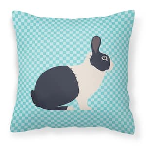 14 in. x 14 in. Multi-Color Outdoor Lumbar Throw Pillow Dutch Rabbit Blue Check