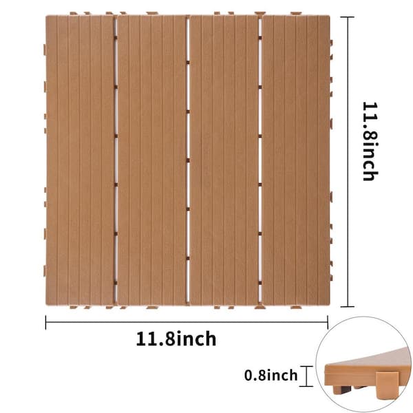 Tidoin Outdoor 1 ft. x 1 ft. Composite Interlocking Tile Deck Tile in Burly Wood(44 Per Box)