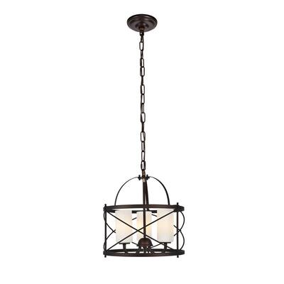 Timeless Home Weaver 3.2 in. W x 5.5 in. H 3-Light Dark Copper Brown Pendant with Frosted Shade