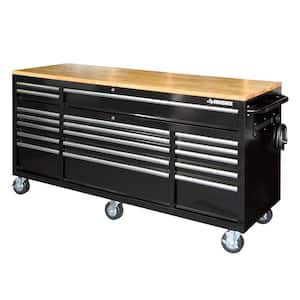 Tool Storage 72 in. W Standard Duty Gloss Black Mobile Workbench Tool Chest