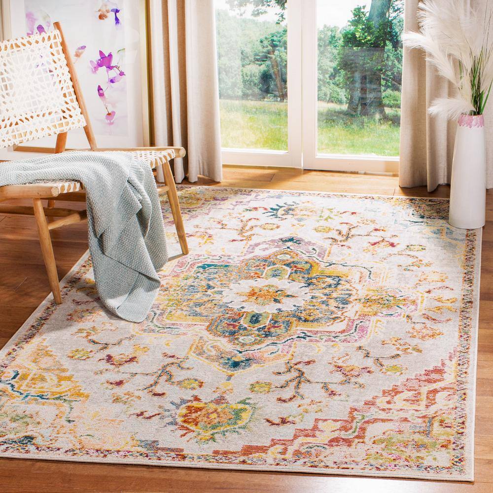 Light Blue and Grey Floral Tufted Reversible Area Rug