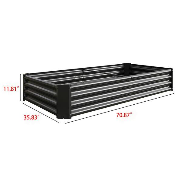 Unbranded - 71 in. L x 36 in. W x 12 in. H Black Outdoor Metal Raised Garden Bed, Planter Box for Vegetables, Flowers, Herbs, Plants