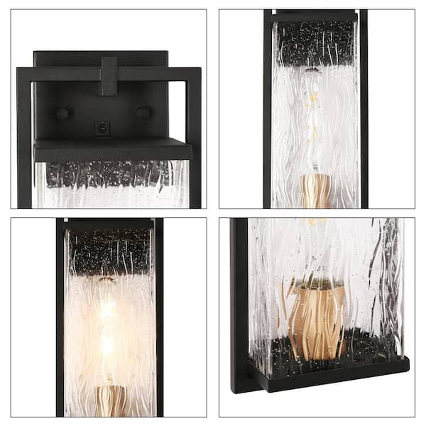 LNC Modern Black Outdoor Wall Lantern Sconce with Textured Seeded