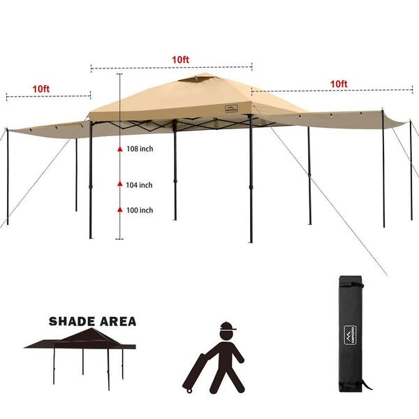 Zeus & Ruta 10 ft. x 10 ft. Khaki Outdoor Pop-Up Canopy Tent